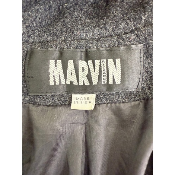 Marvin Richard's Pea Coat Womens Medium Wool Blend Belted Hooded Double Breasted - Picture 3 of 11